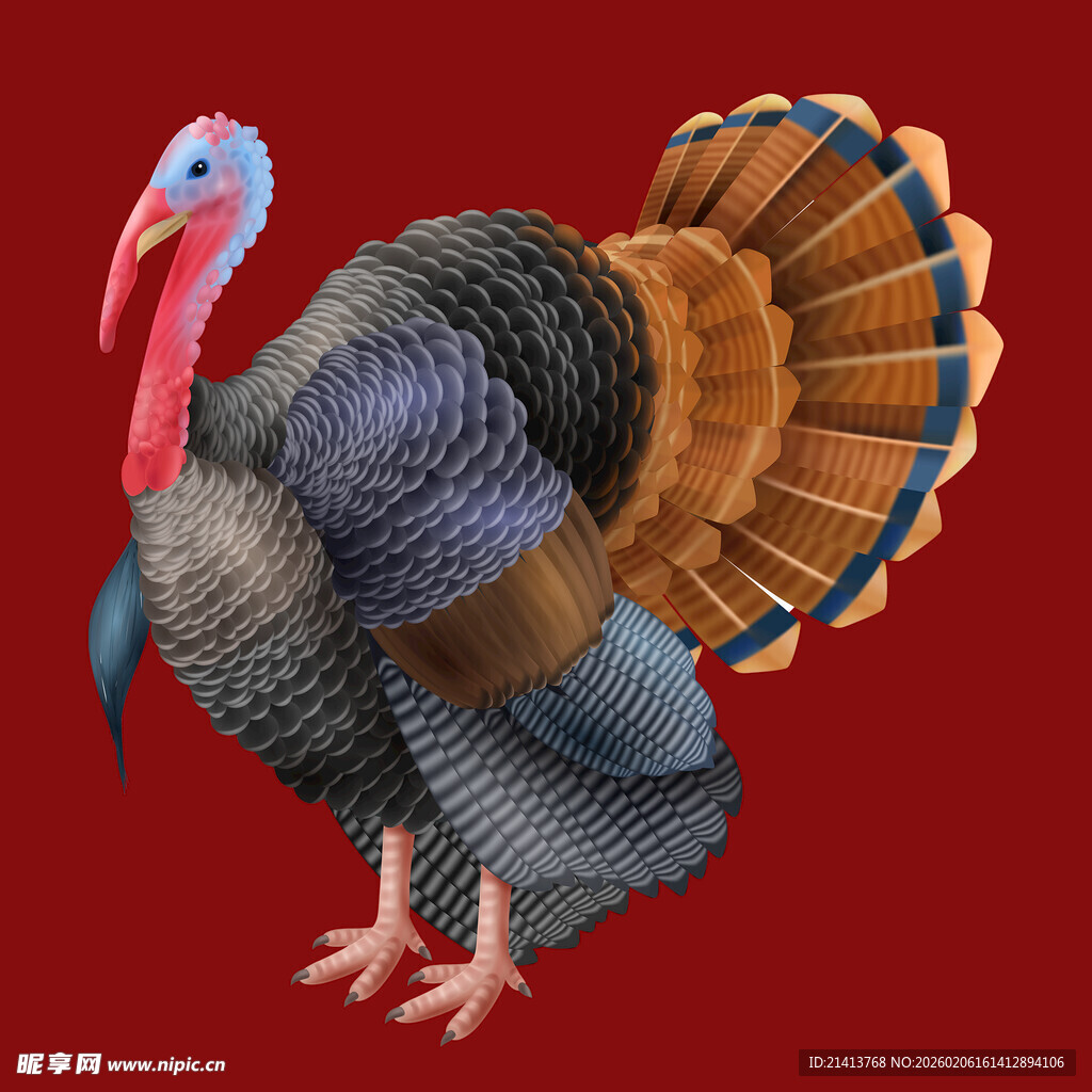 火鸡展示华丽羽毛