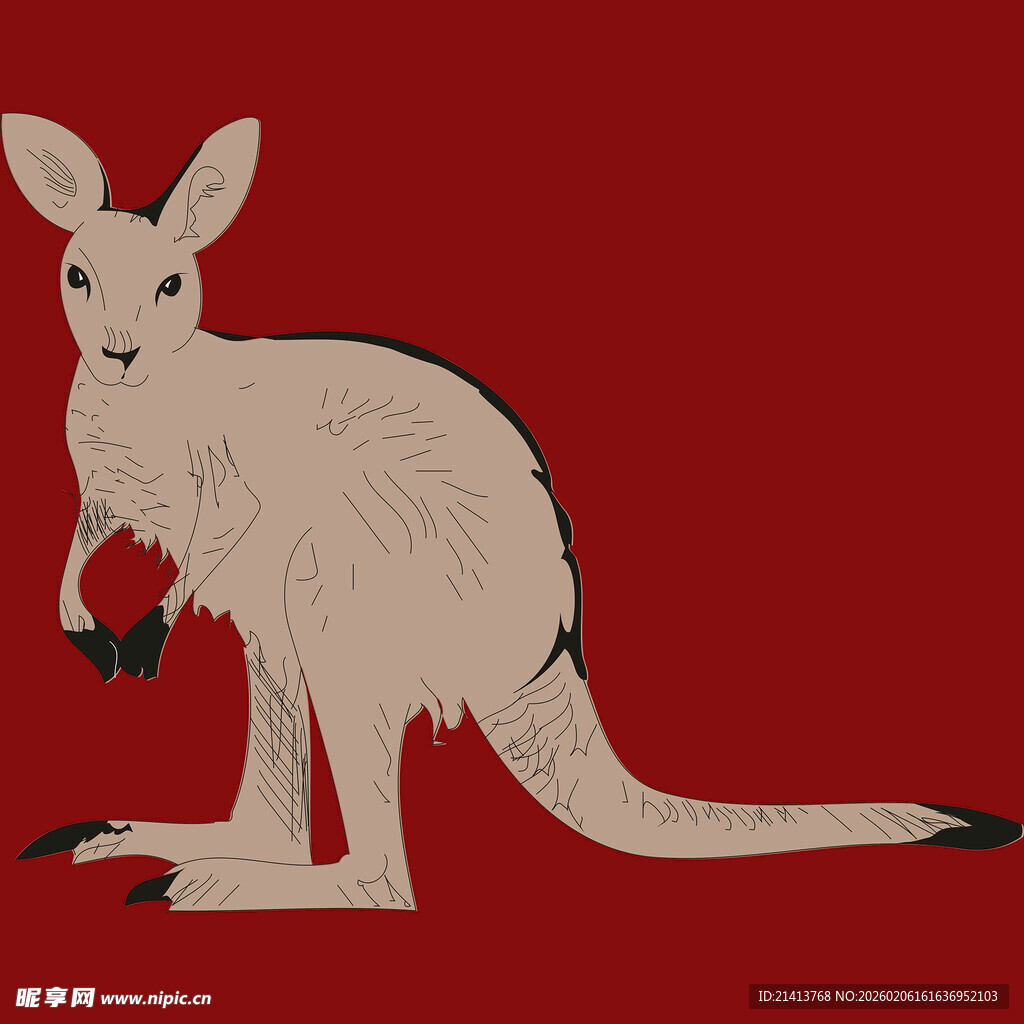 站立的卡通袋鼠形象