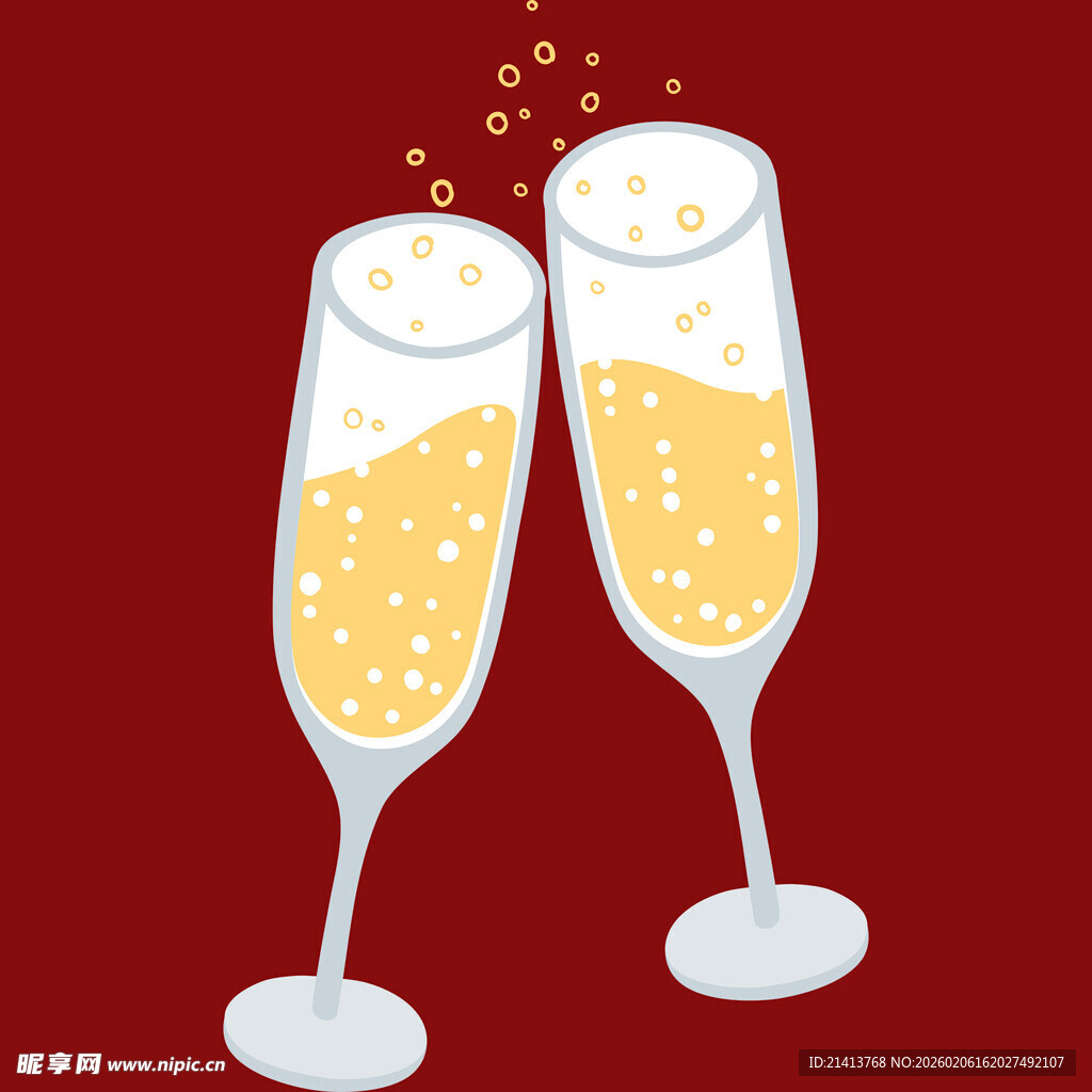 香槟杯碰杯庆祝时刻