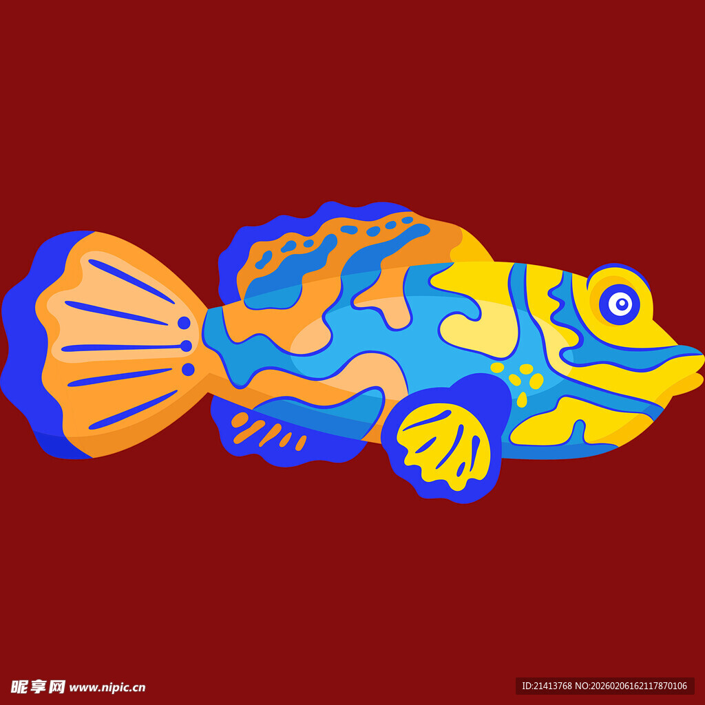 彩色花纹鱼插画