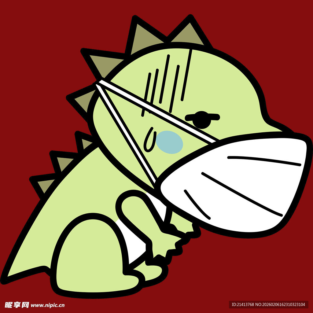 戴口罩的小恐龙