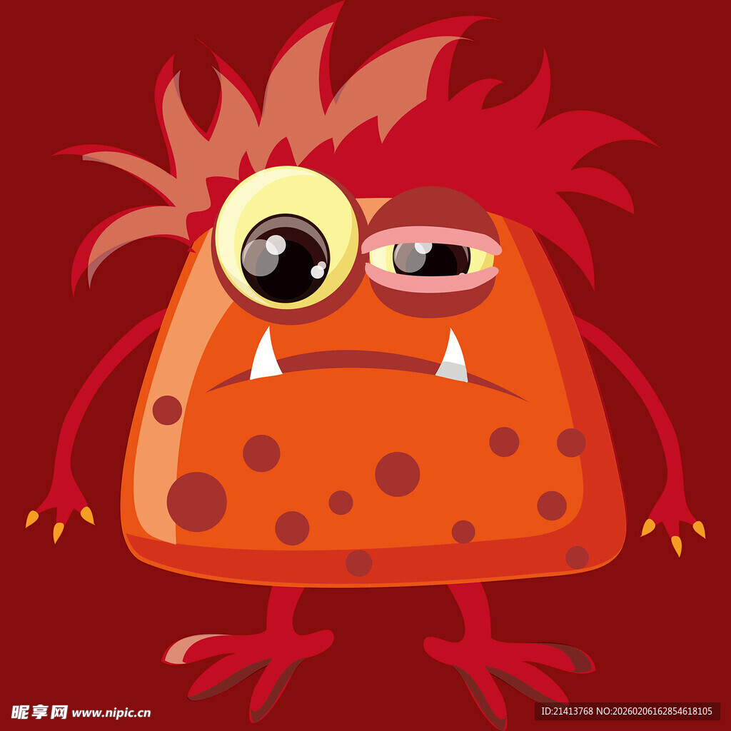 可爱独眼橙色小怪物