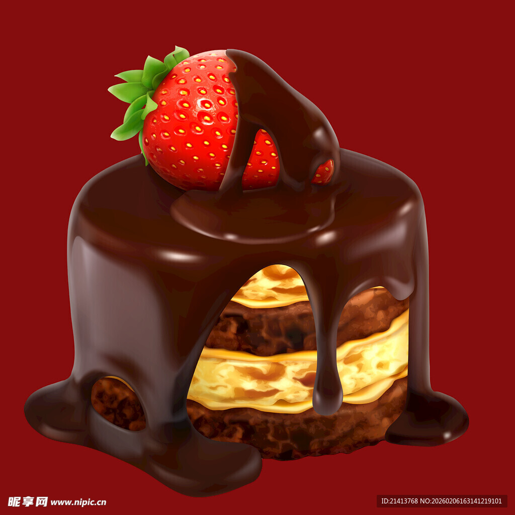 巧克力草莓蛋糕诱人时刻