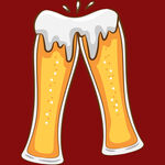 双杯满溢的金黄啤酒