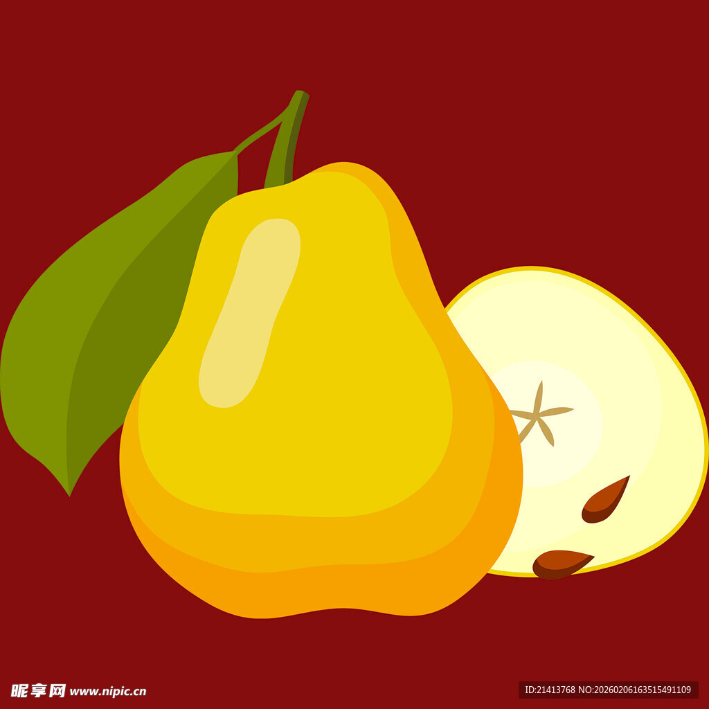 黄梨插画清新水果形象