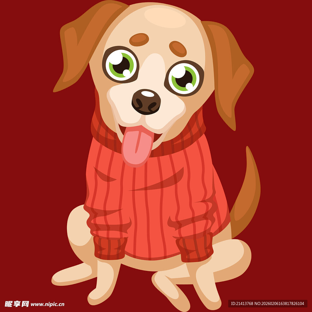 穿红毛衣的可爱小狗