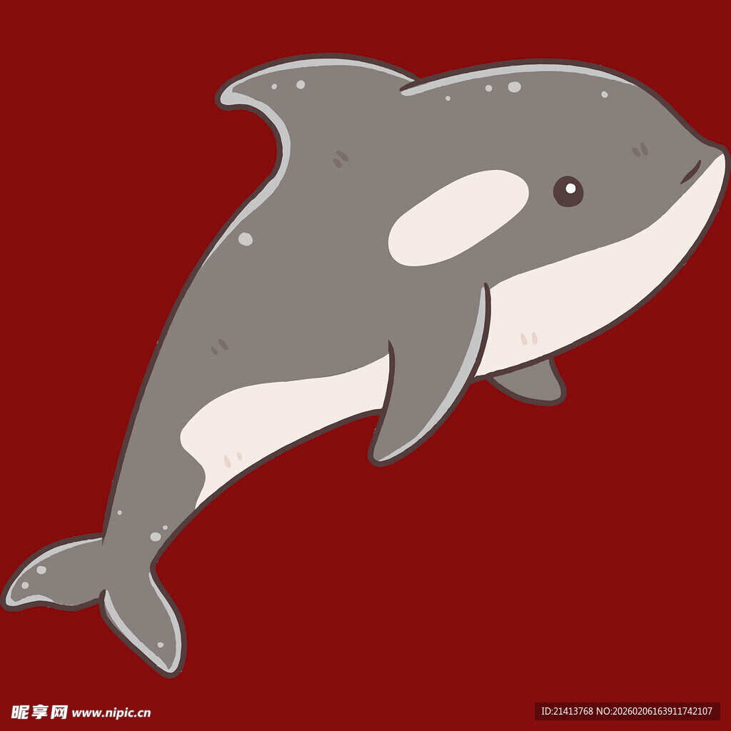 卡通虎鲸插画