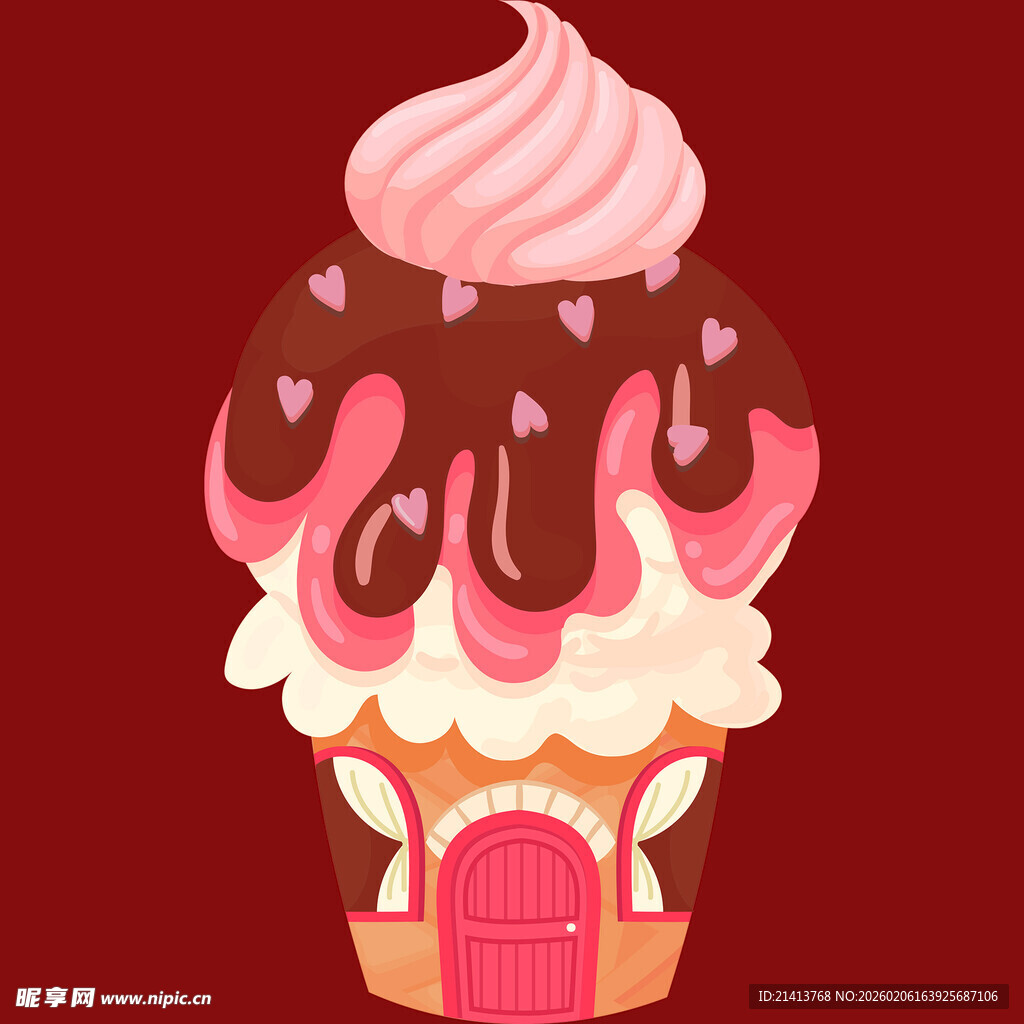 梦幻童话风巧克力奶油纸杯蛋糕