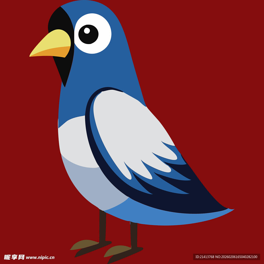 蓝色卡通小鸟形象