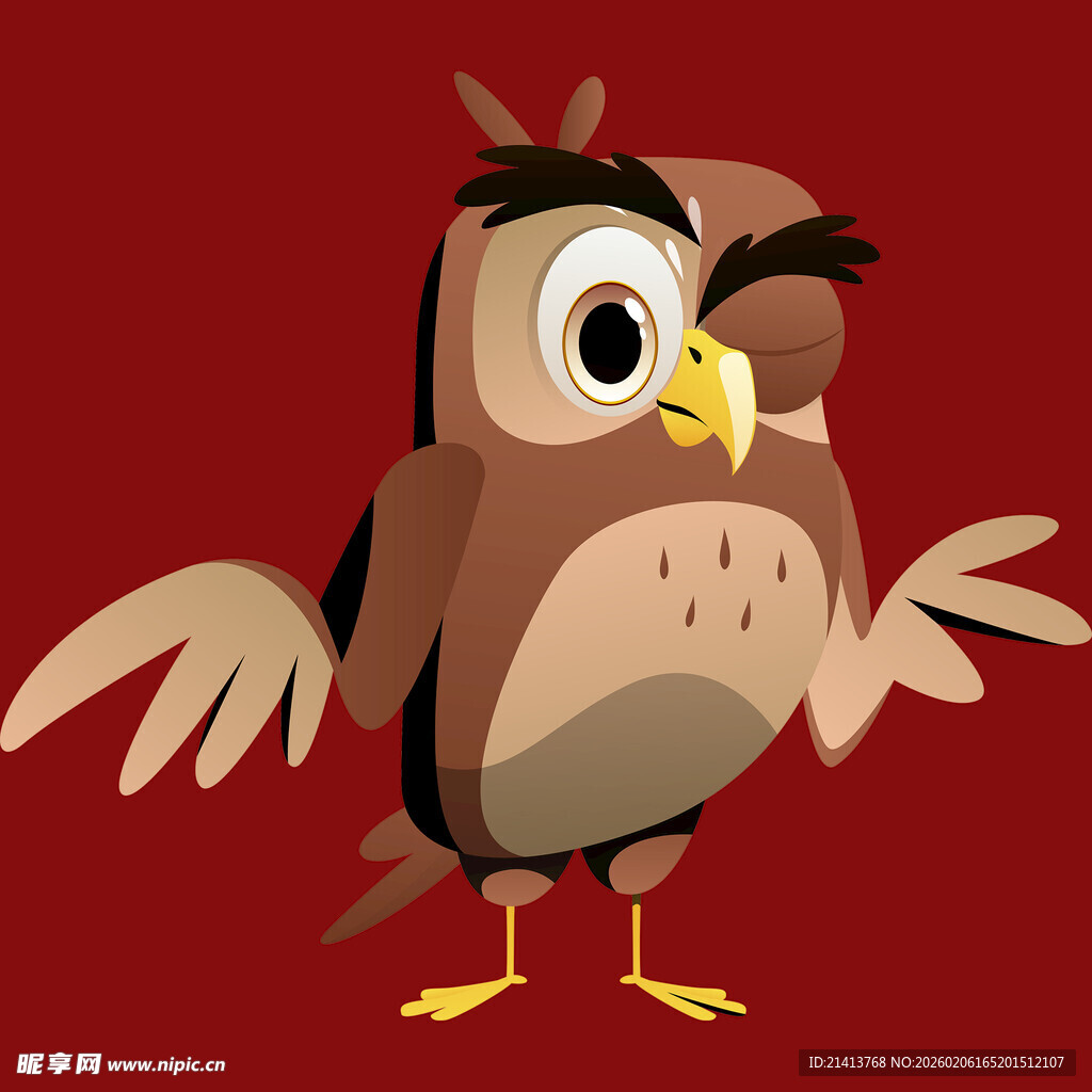 卡通猫头鹰展翅