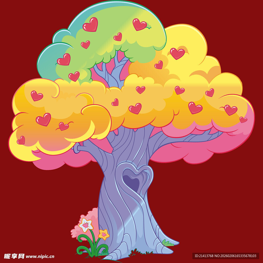 爱心树绽放浪漫色彩
