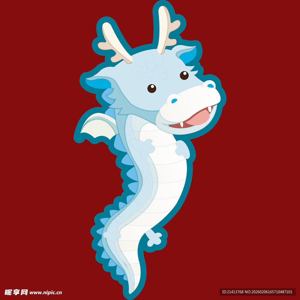 可爱蓝色小龙形象