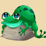 可爱绿青蛙趴在石头上