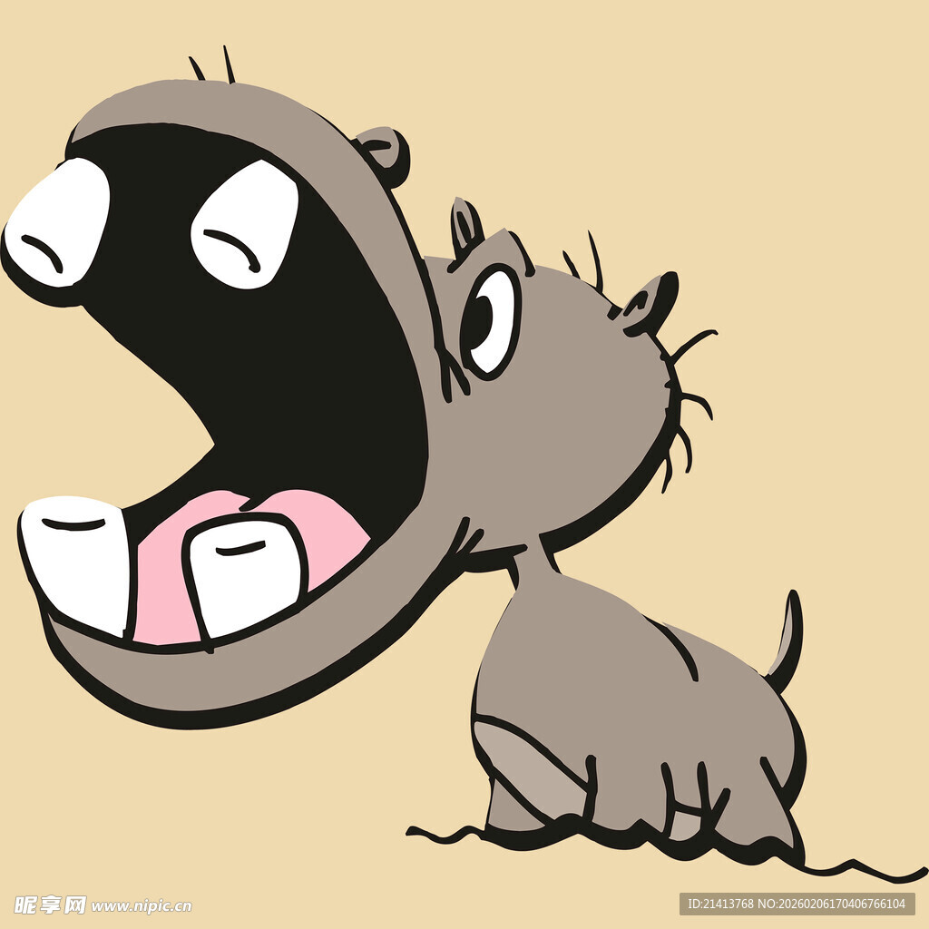 张嘴的卡通河马