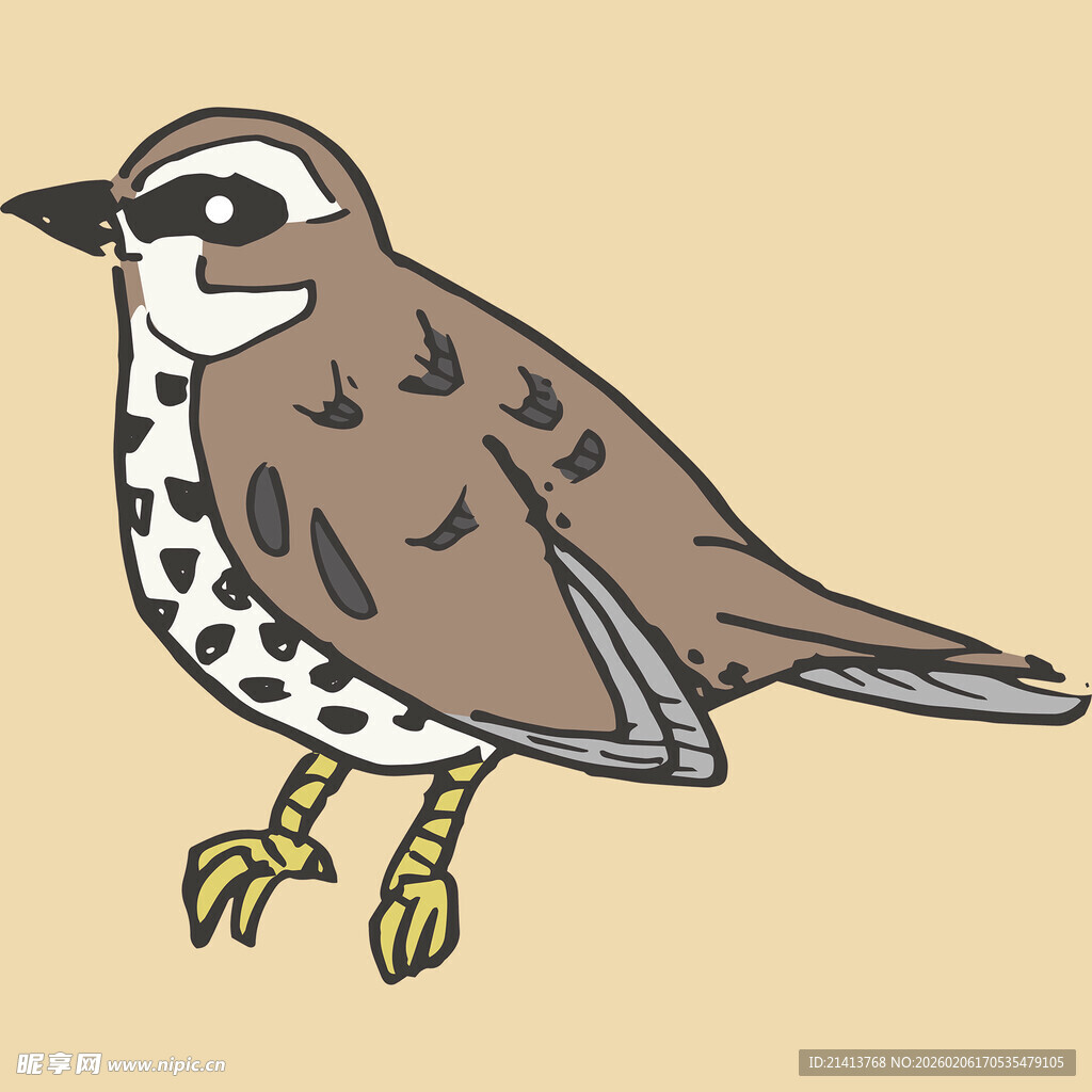 卡通风格斑点小鸟插画