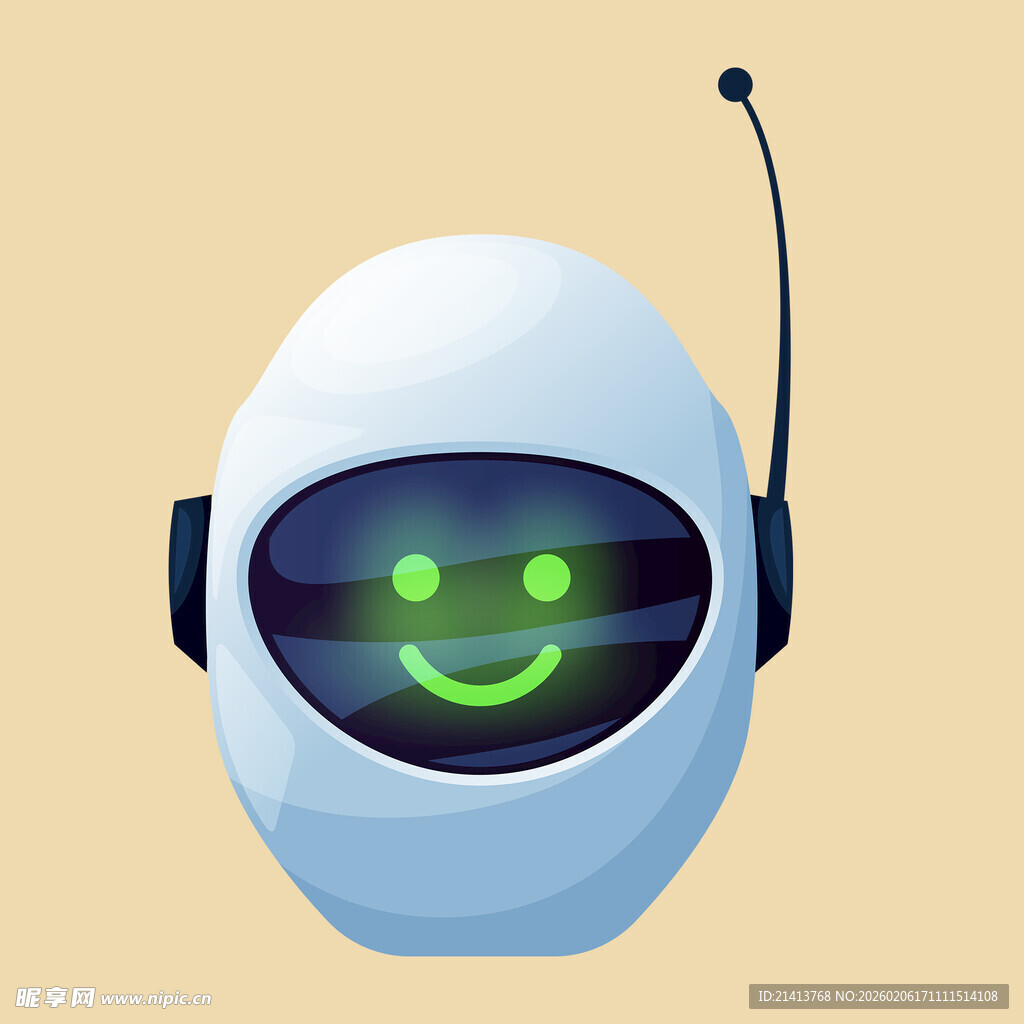 微笑的可爱机器人头部