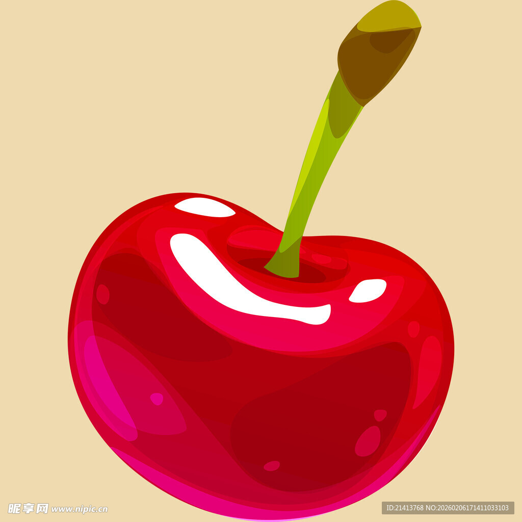 鲜艳红樱桃插画