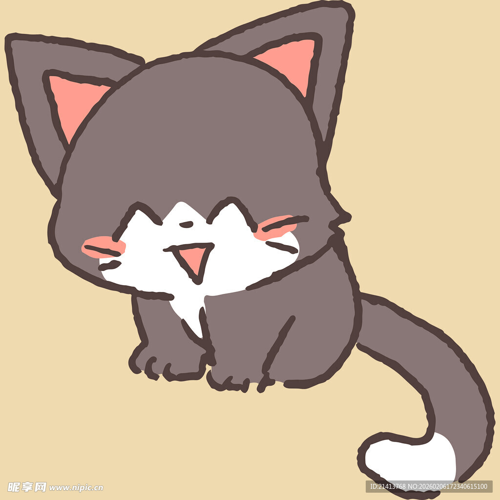 可爱灰猫卡通形象