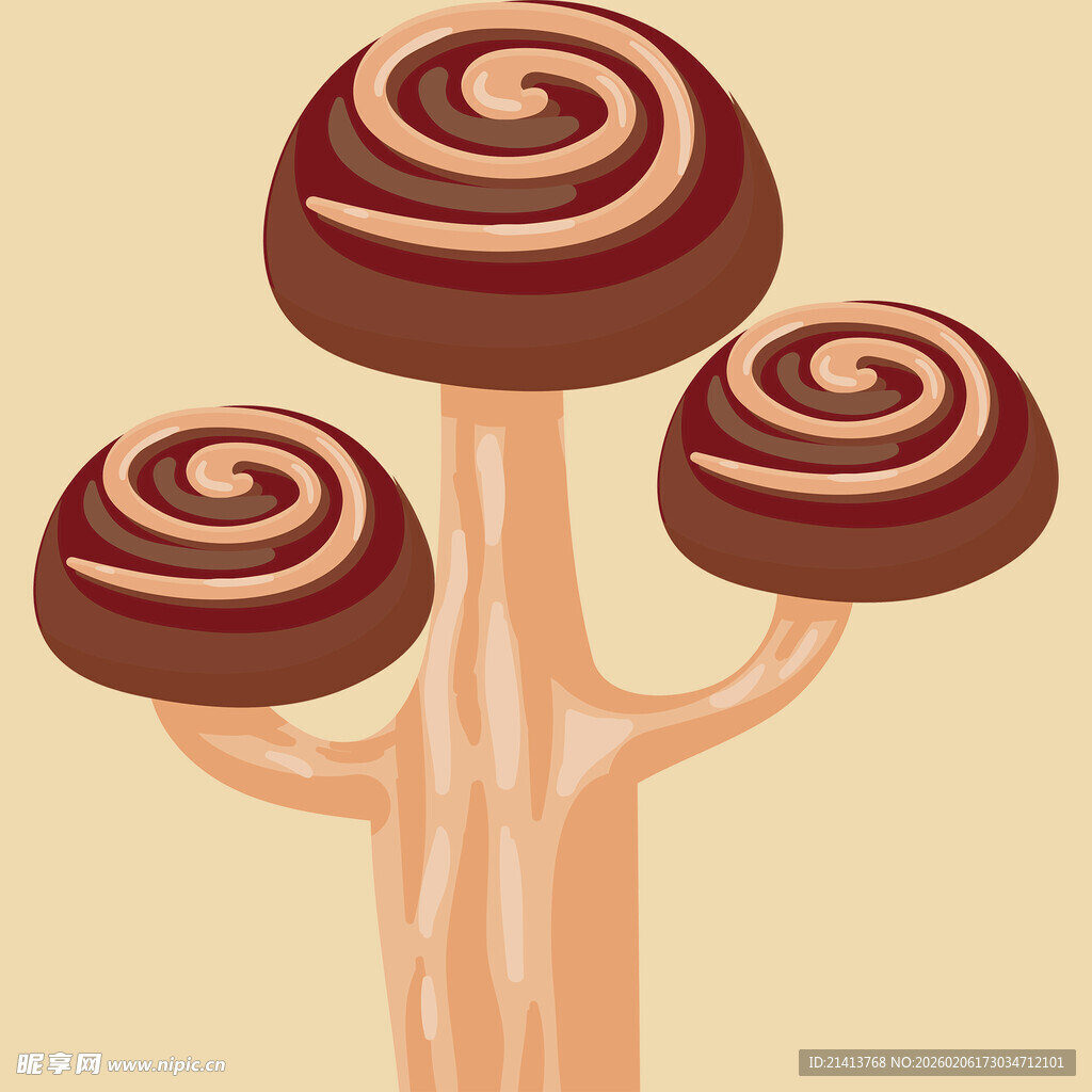 螺旋图案蘑菇插画