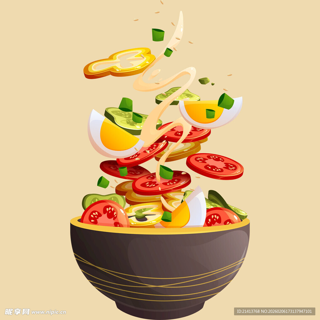 美味拉面食材飞舞瞬间