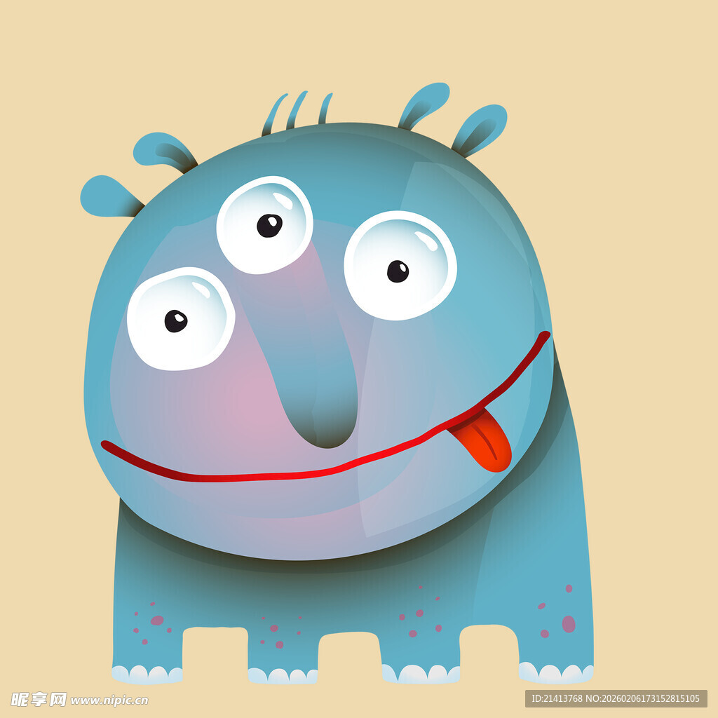 可爱蓝色卡通小怪兽