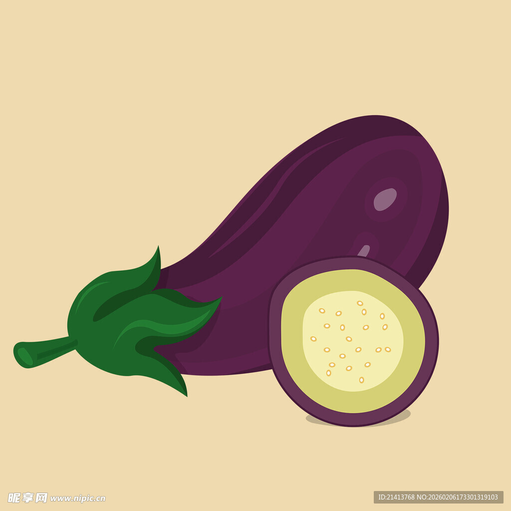 紫色茄子完整与切片展示