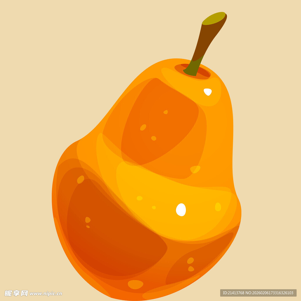 卡通风格的橙色梨子