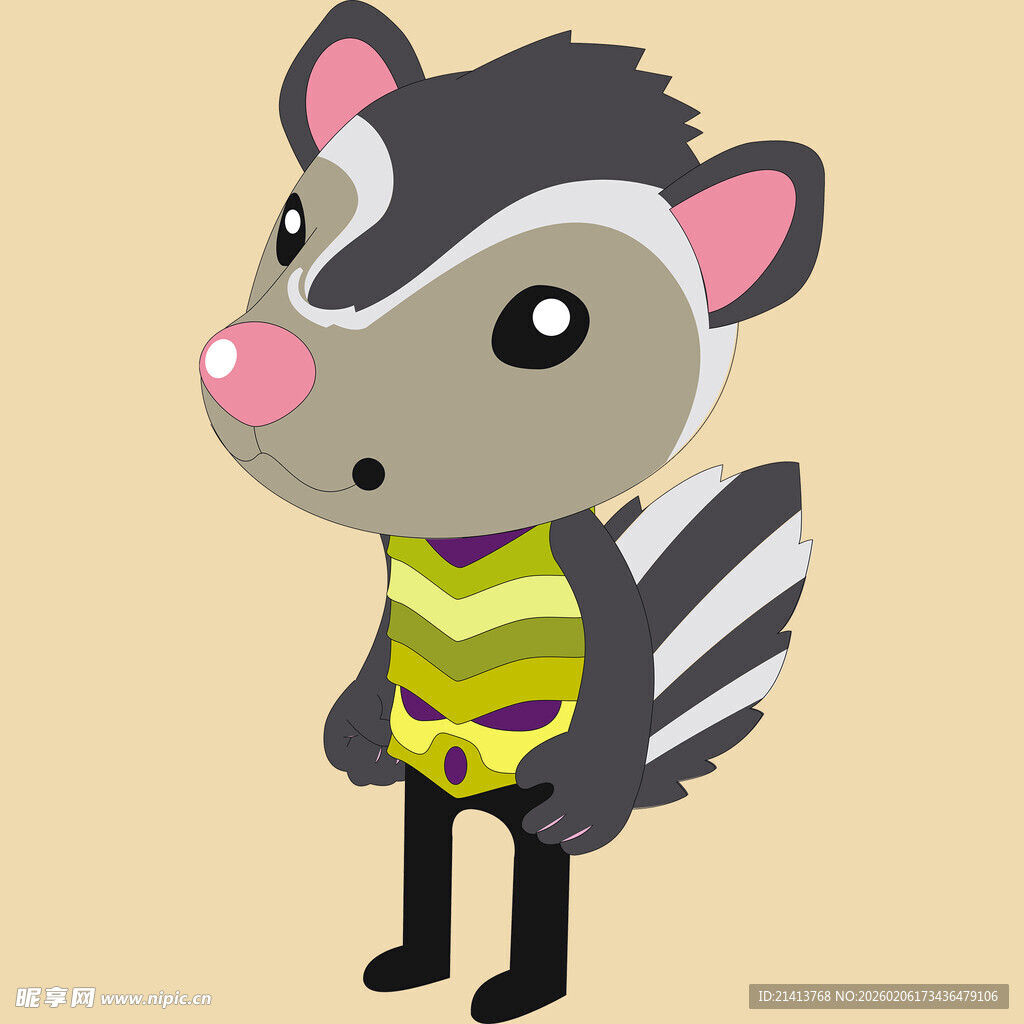 可爱条纹小动物卡通形象