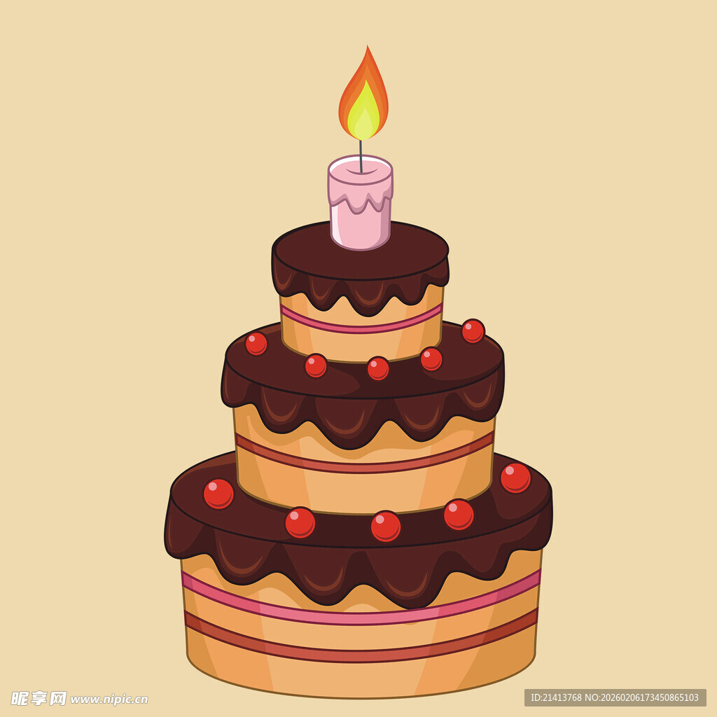 三层巧克力生日蛋糕