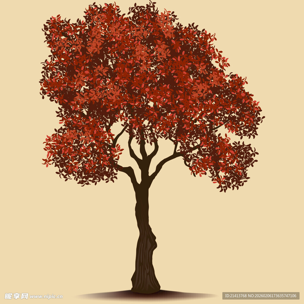 秋日红树插画