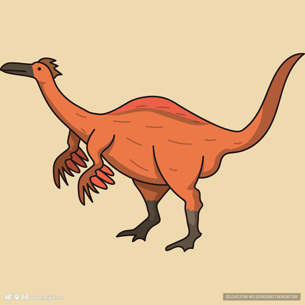 橙色镰刀龙卡通形象