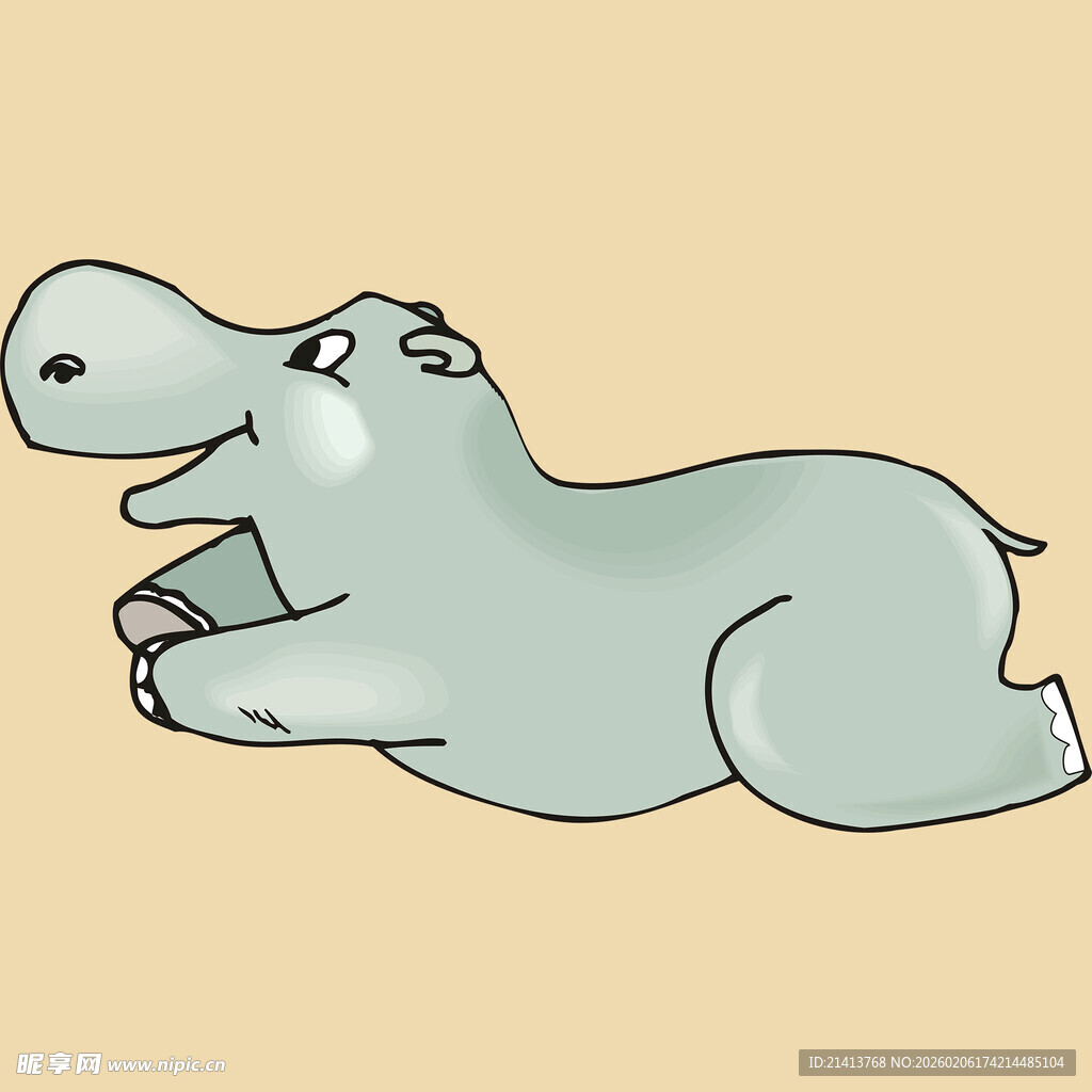 跳跃的卡通河马