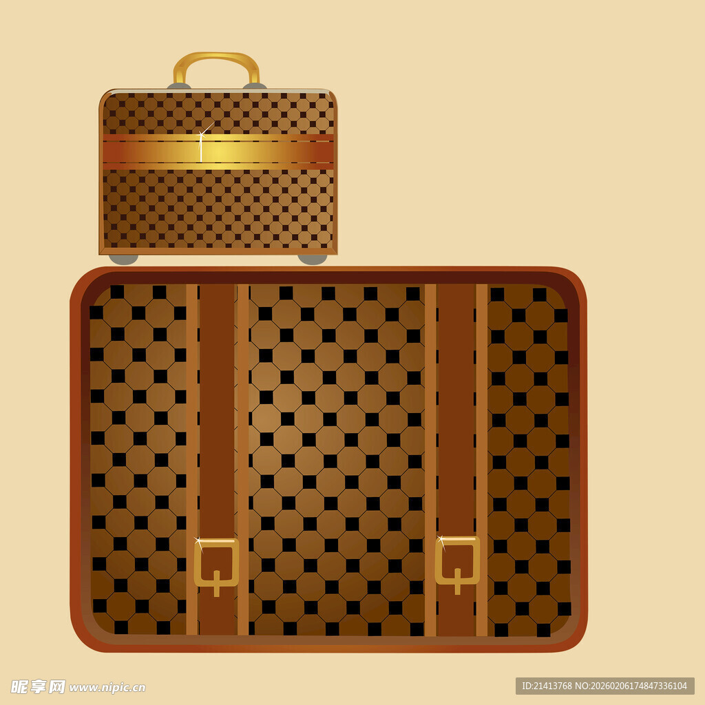 复古格纹行李箱