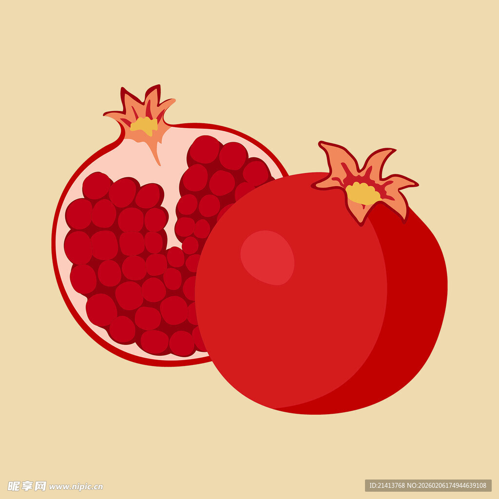 两个石榴一个切开一个完整