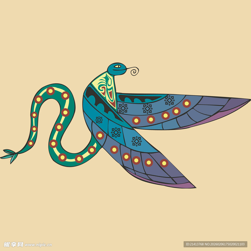 彩色飞蛇插画