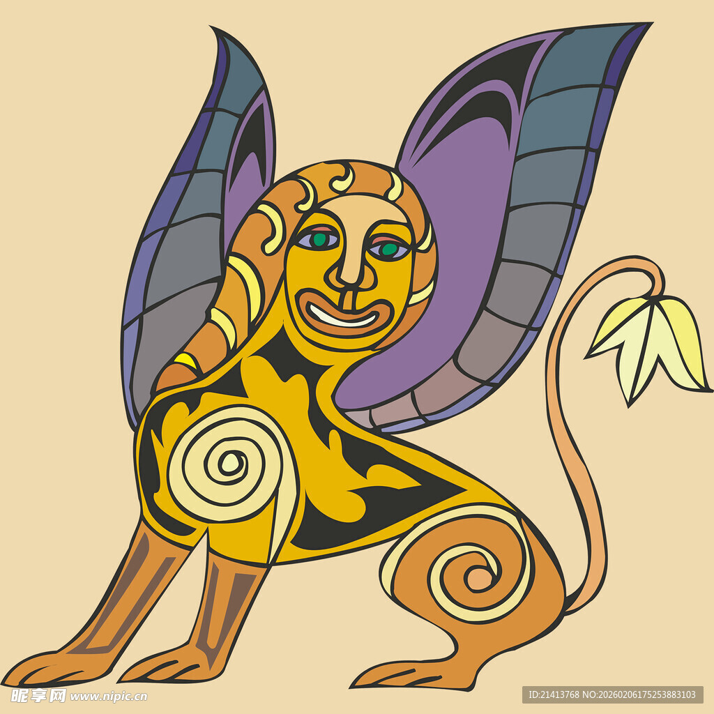 奇幻飞翼神兽插画