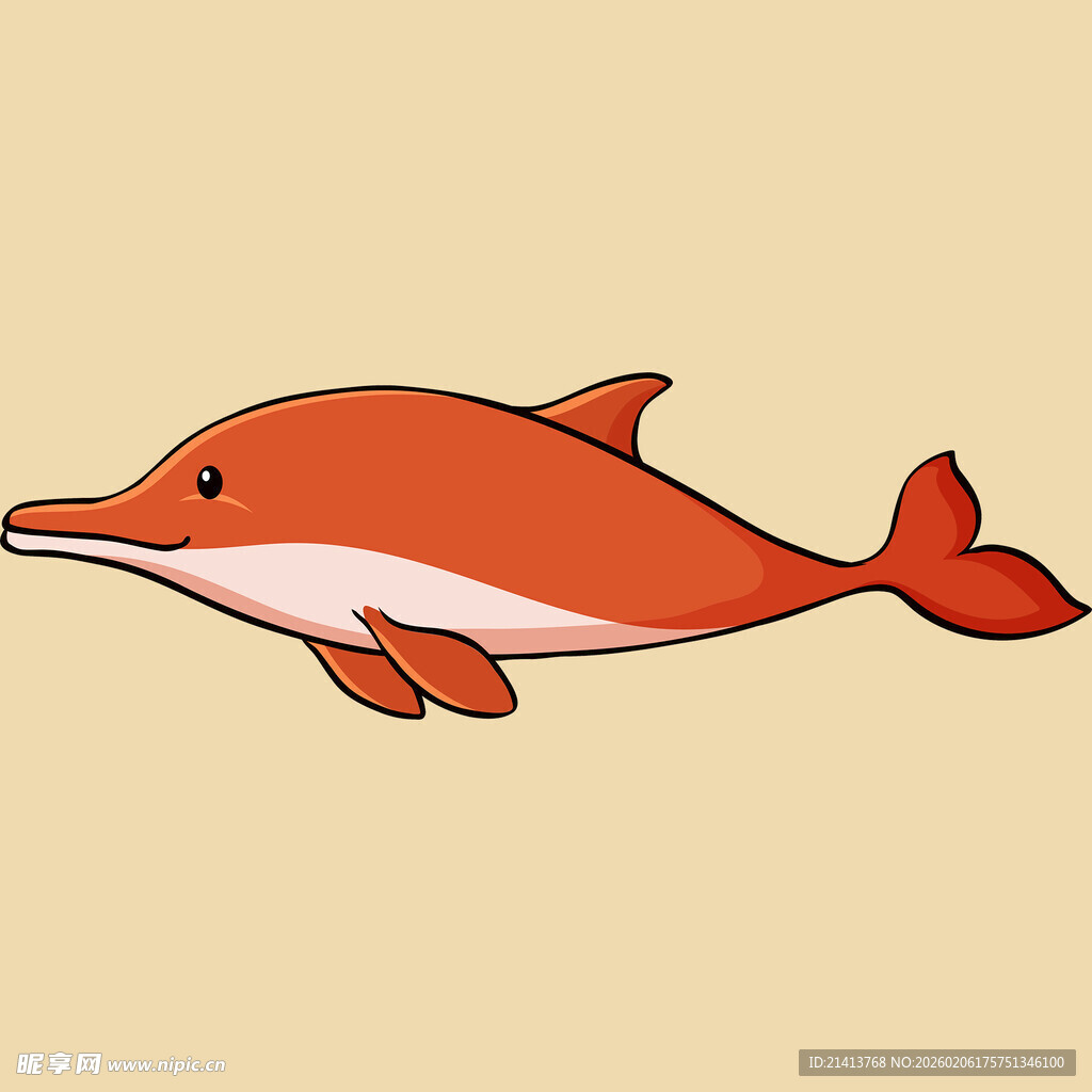 卡通红海豚形象