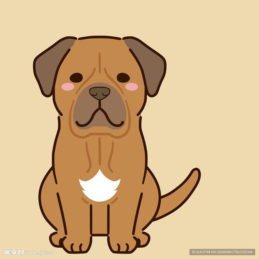 可爱棕色小狗卡通形象