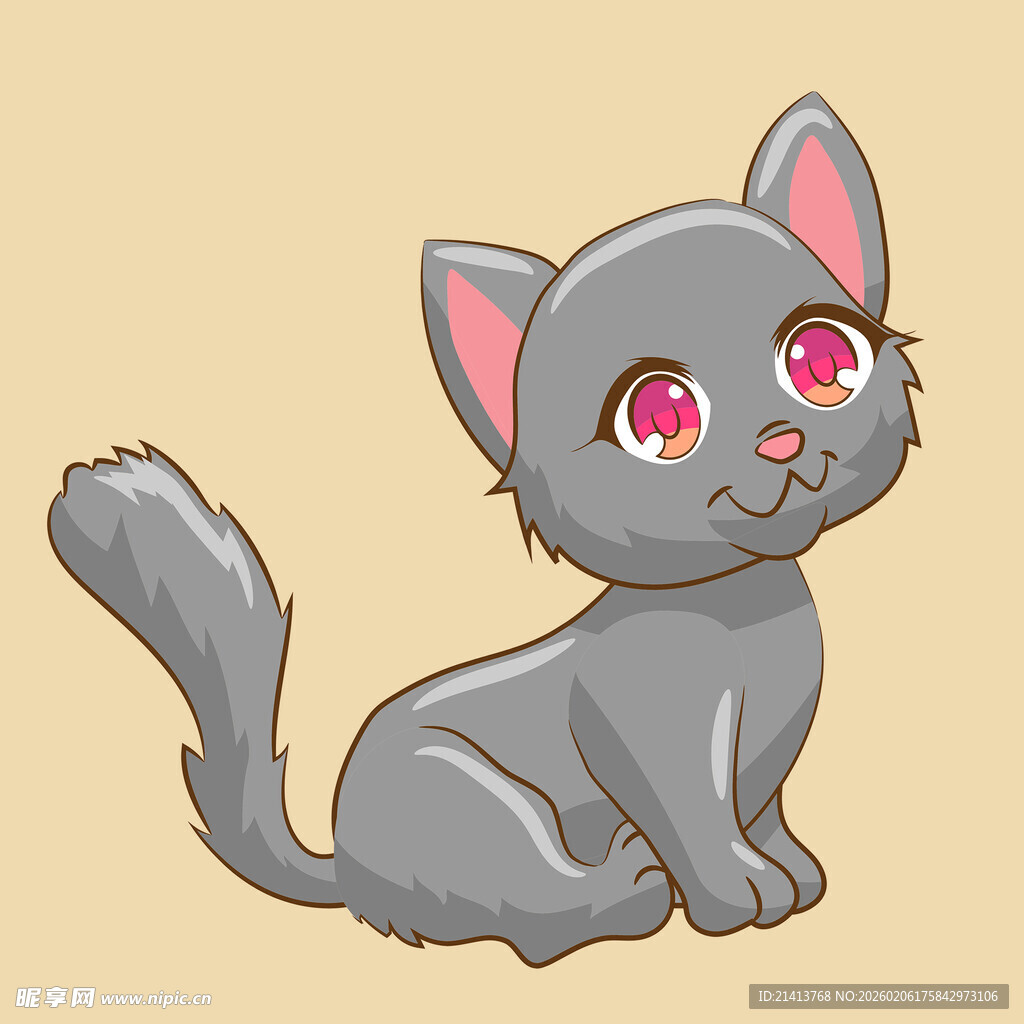 可爱灰猫红眸灵动