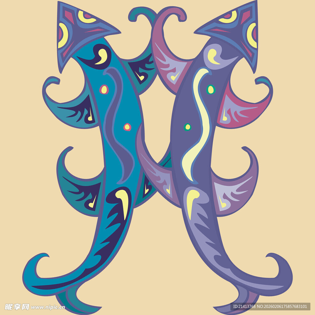 奇幻风格抽象动物图案