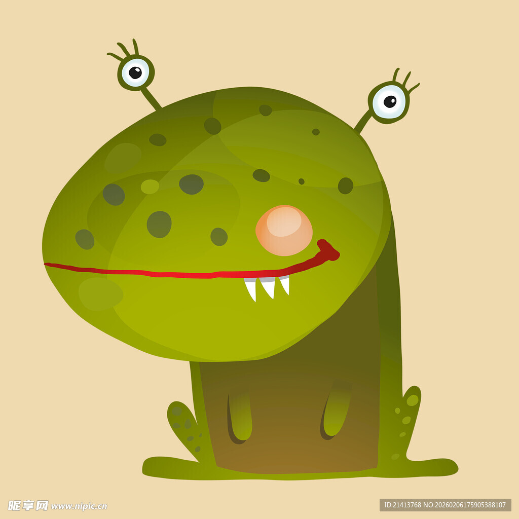 绿色卡通小怪兽形象