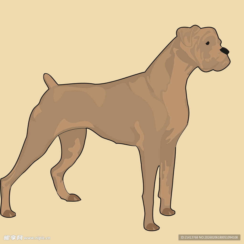 站立的棕色狗狗插画