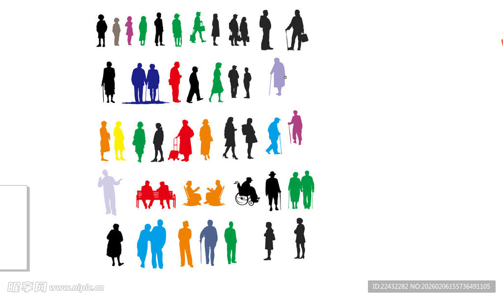 多彩人群剪影集合