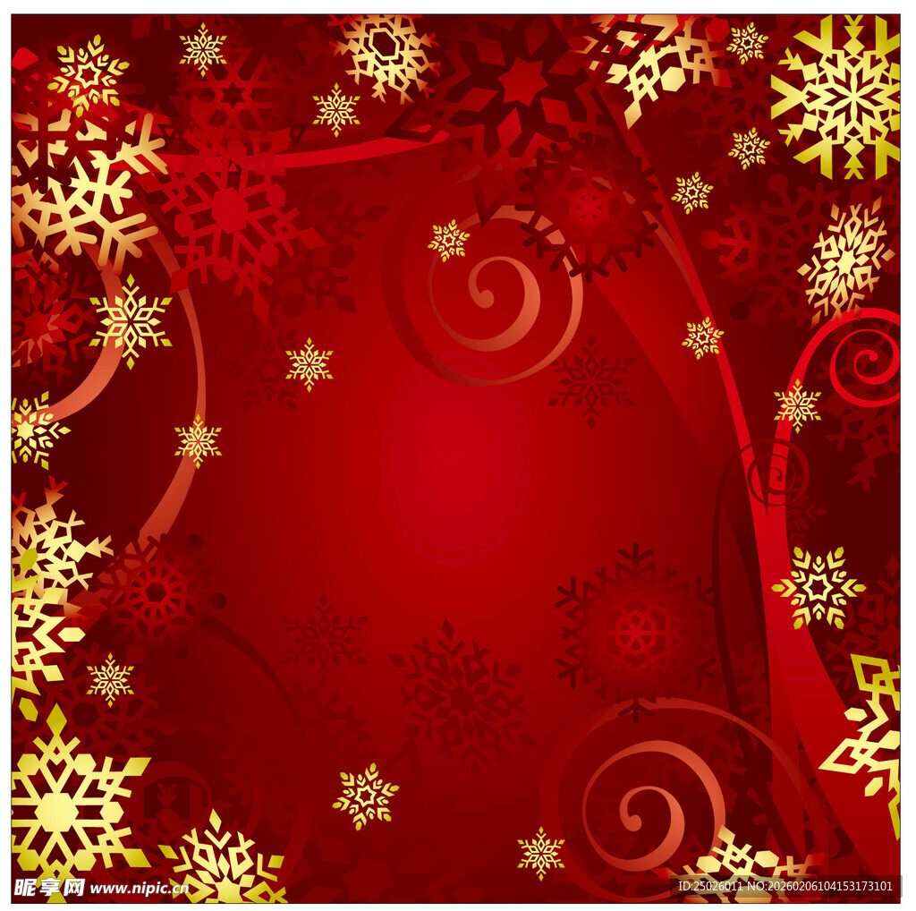 红色圣诞雪花装饰背景