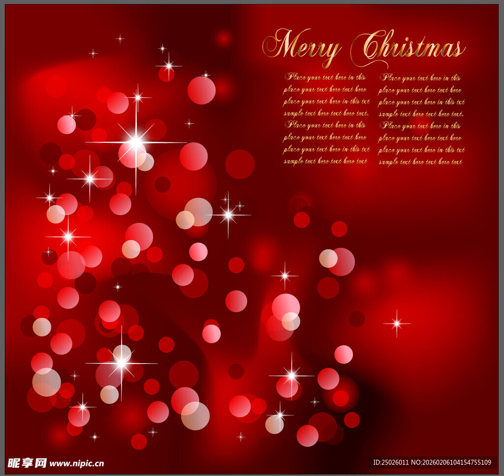 红色圣诞背景闪烁光斑