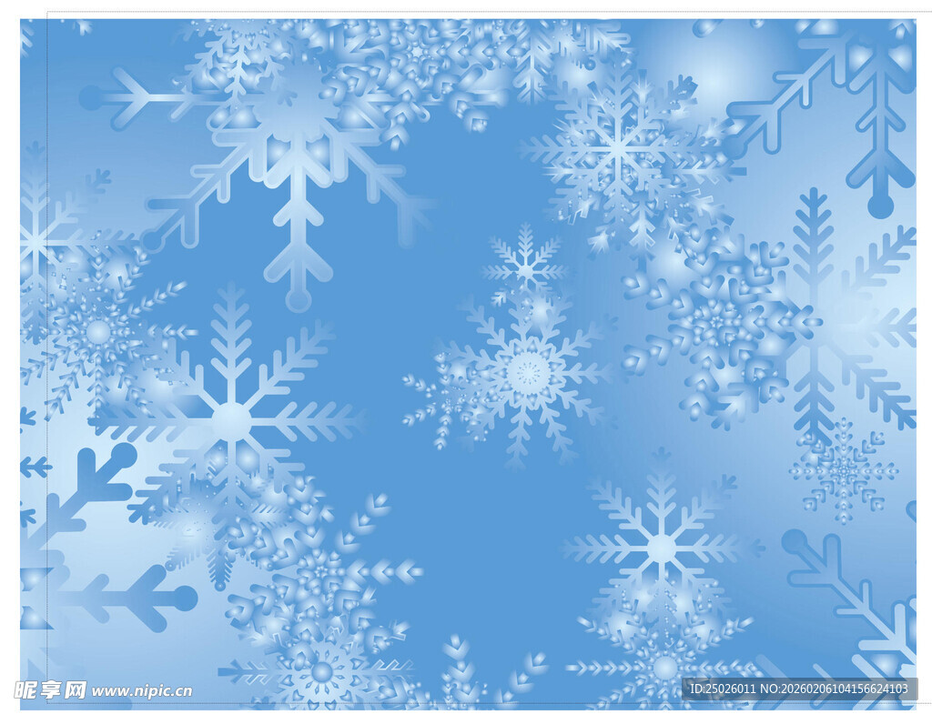蓝色雪花背景图