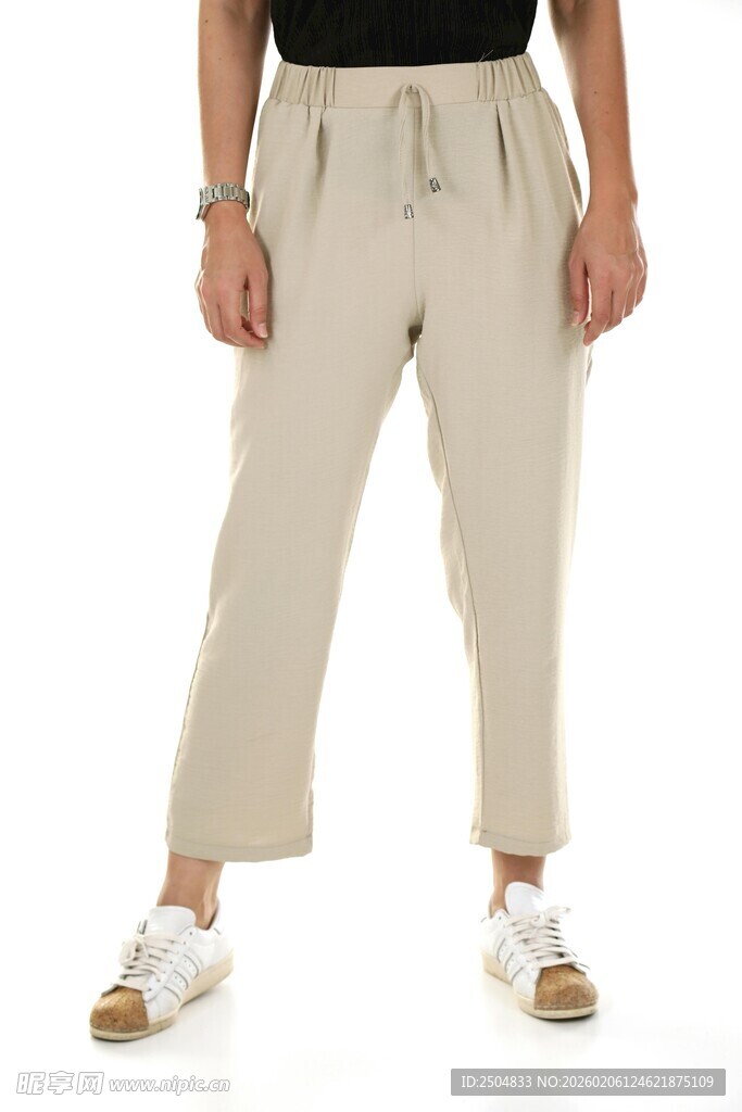 米色休闲阔腿女裤展示