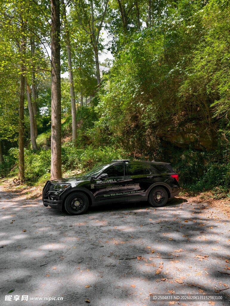 林间停放的黑色SU 