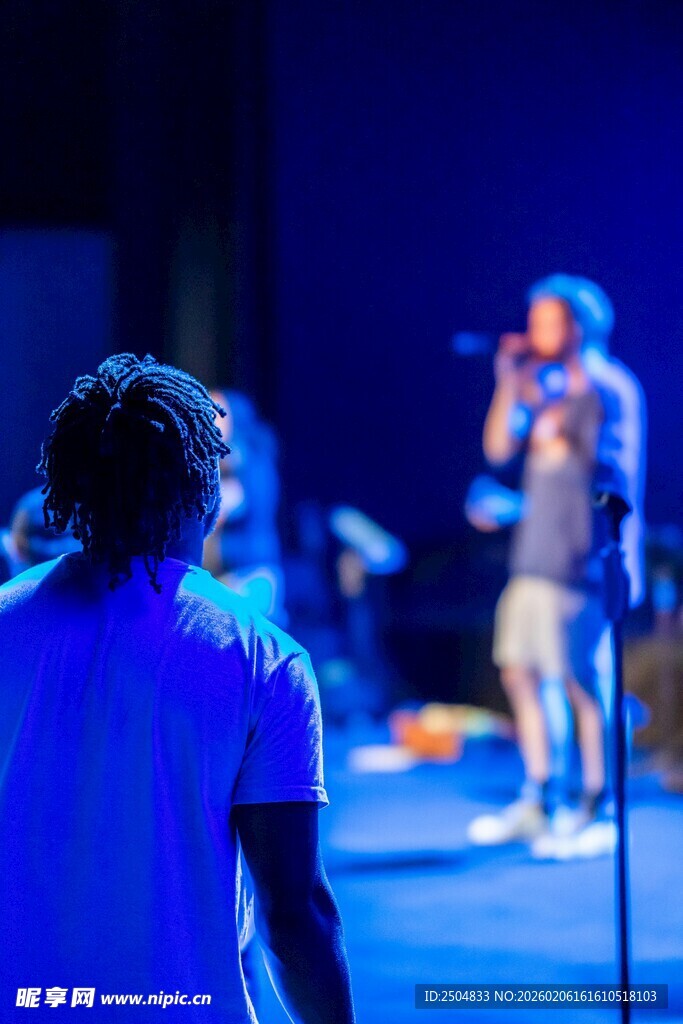 舞台上的歌手与背后观众