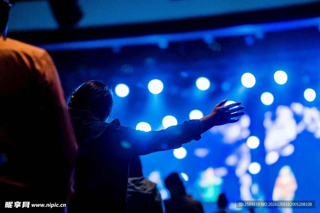 舞台前热情欢呼的观众